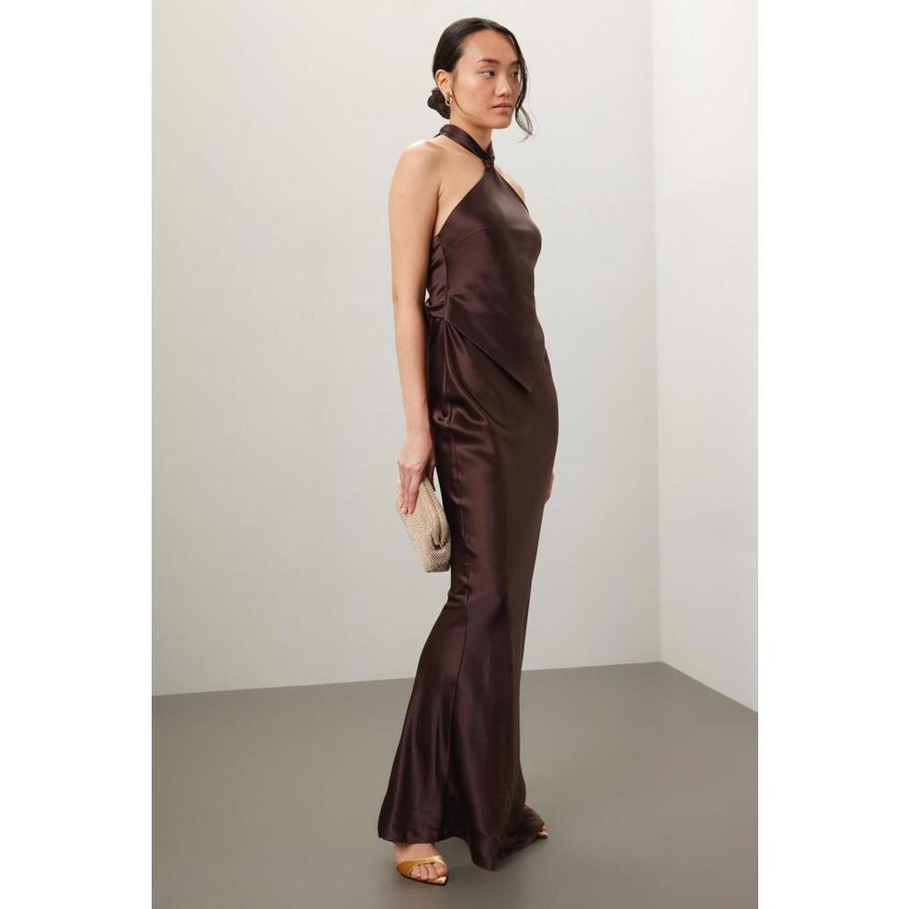retrofête Brown Ester Dress Size XL with Fabric Pull & Open Seam